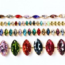 Navette rhinestones cup chains